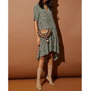 Tucker NYC Silk Drop Waist Laura Dress Animal Print Pockets Size Small